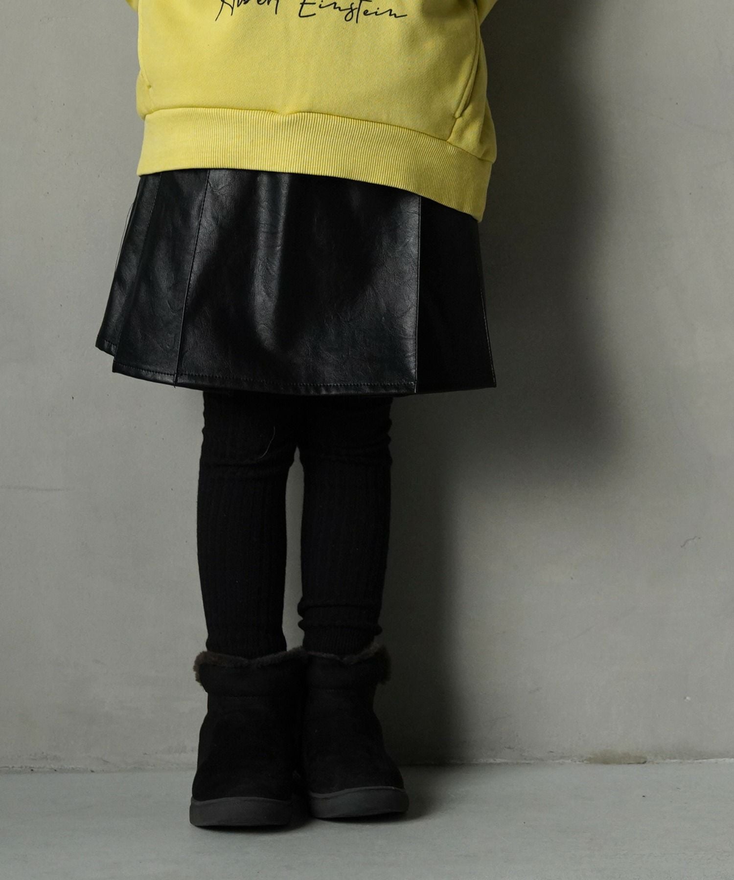 セール】チェックとフェイクレザーのプリーツスカート□80～140cm