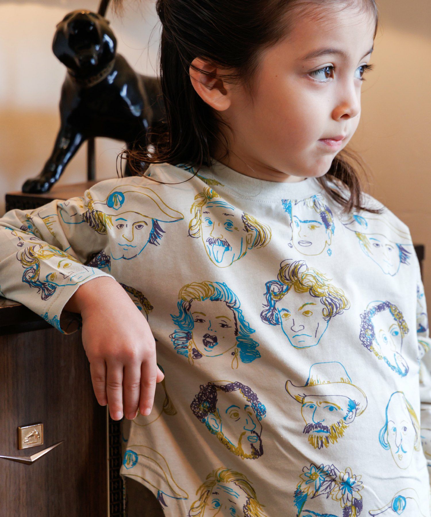 オンラインストア限定◇カラフルえらい人総柄長袖Tシャツ□80～140cm