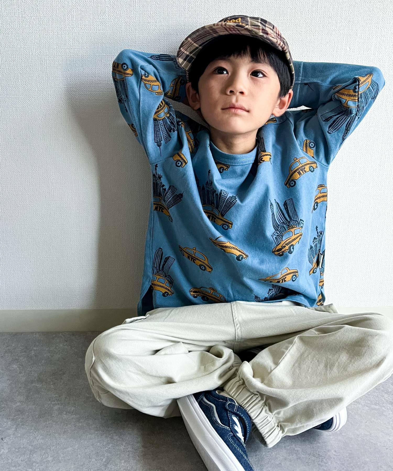 イエロータクシー総柄長袖Tシャツ□80～140cm|≪公式≫メイクユアデイ