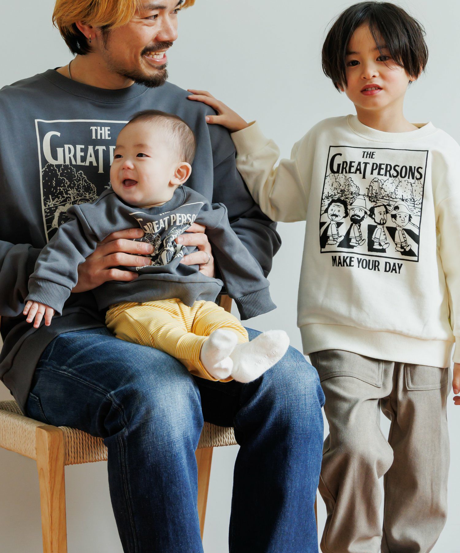 テクテクえらい人ファミリー裏毛トレーナー□80～140cm | MAKE YOUR DAY