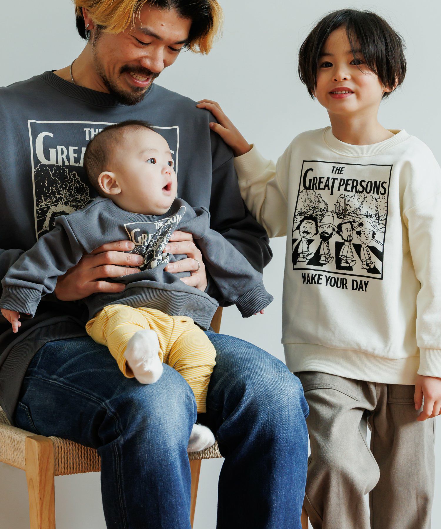 テクテクえらい人ファミリー裏毛トレーナー□80～140cm | MAKE YOUR DAY