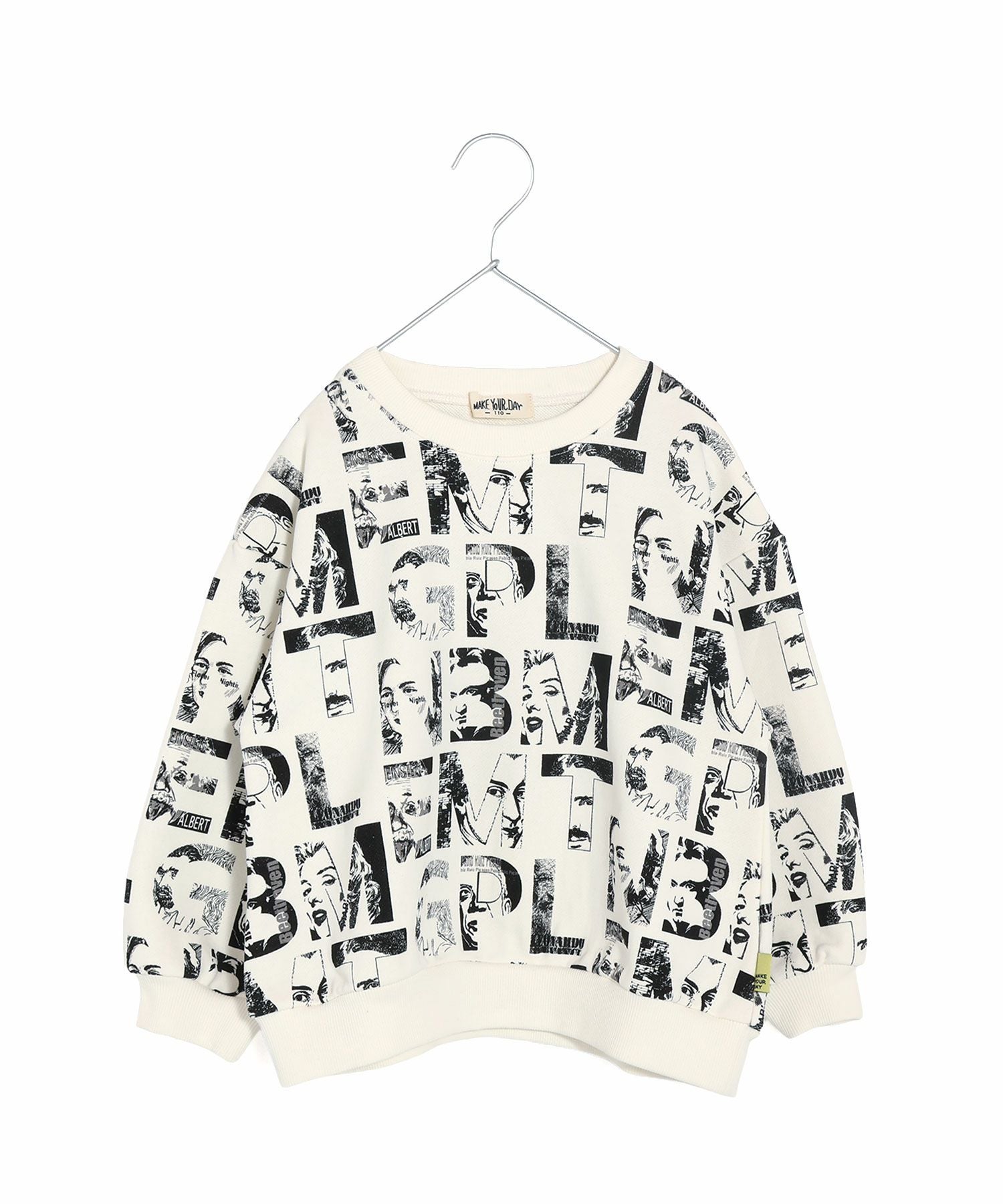 セール】えらい人のアルファベット総柄裏毛トレーナー□80～140cm