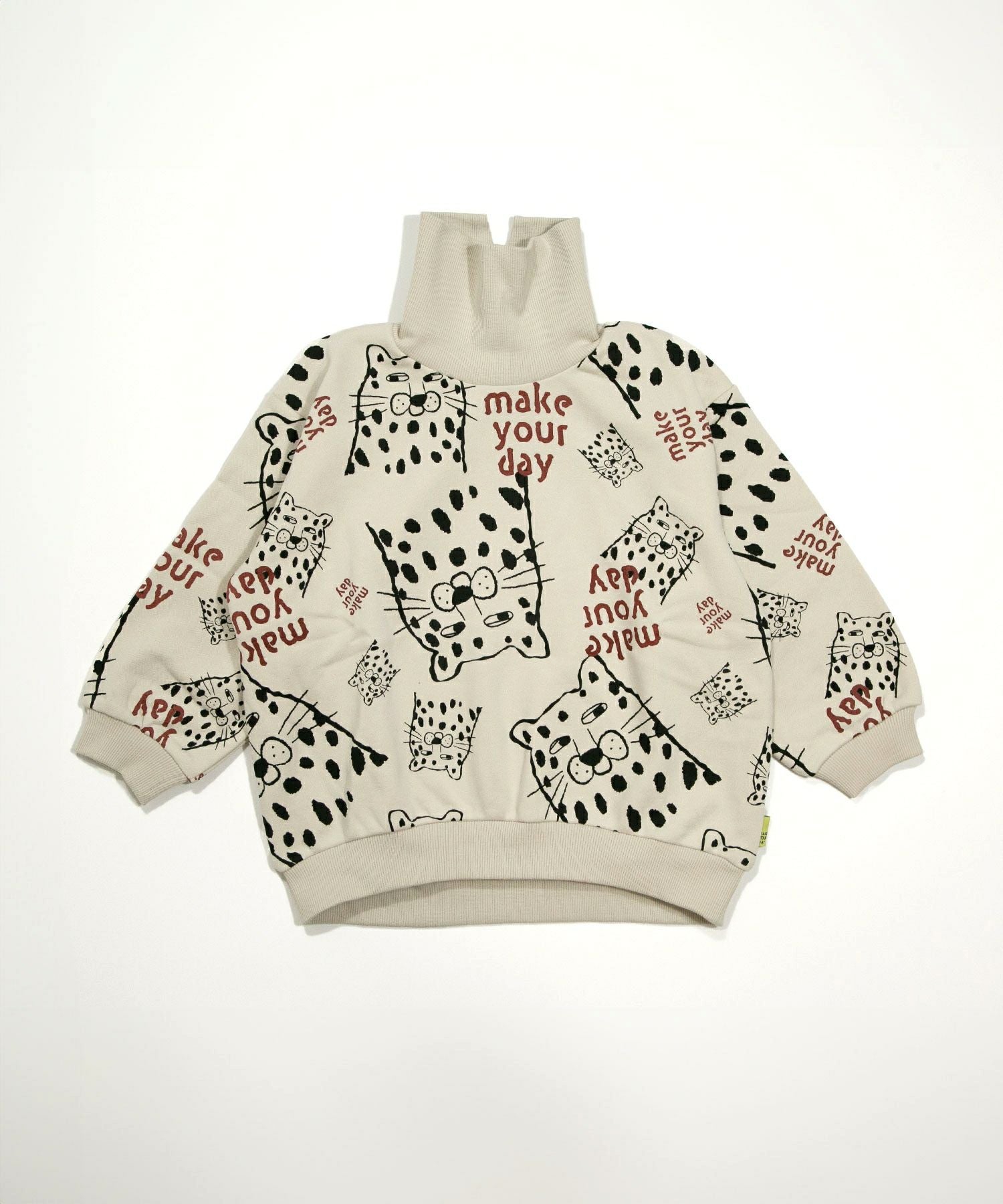 セール】おとぼけヒョウ裏起毛総柄トレーナー□80～140cm | MAKE YOUR DAY