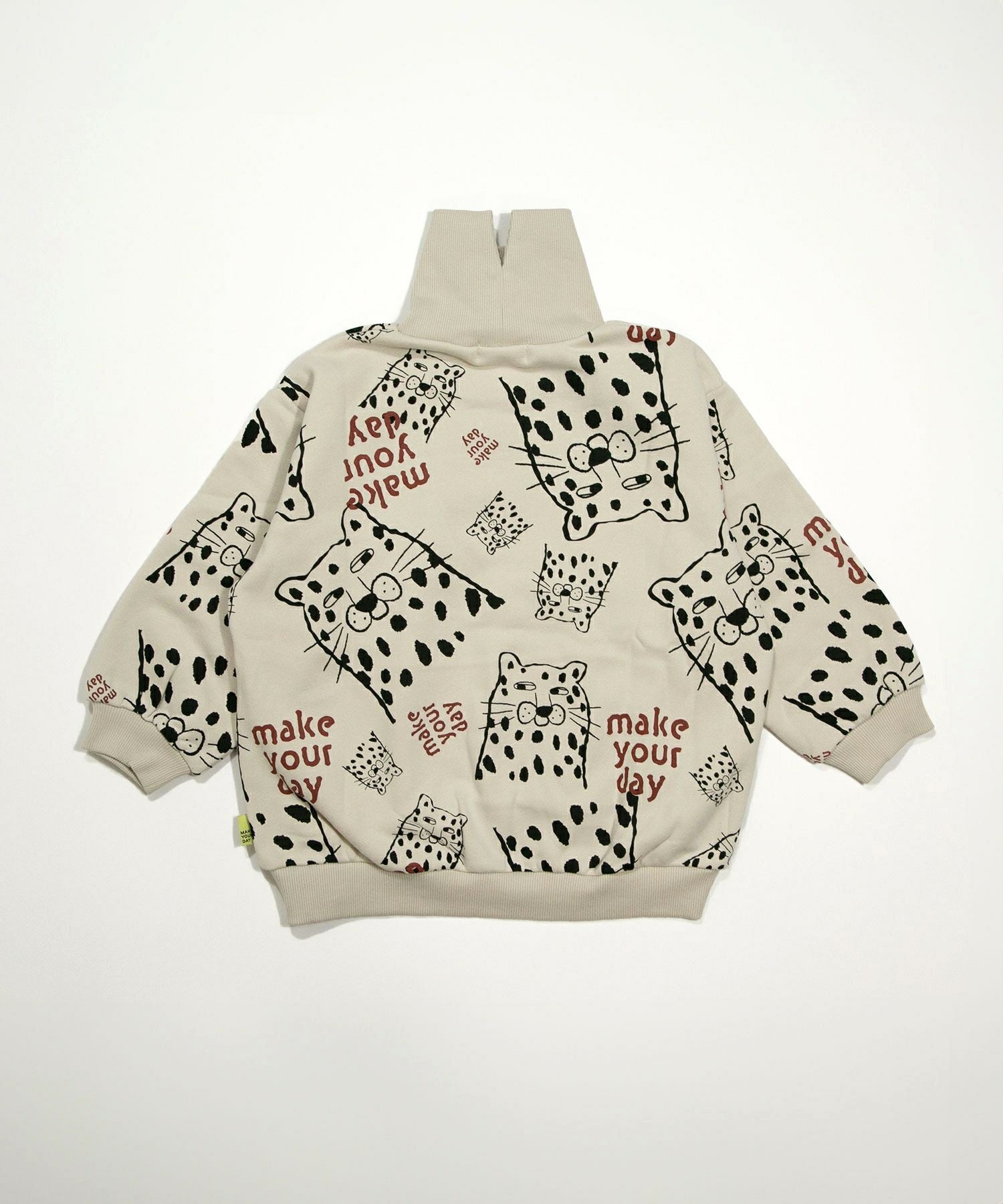 セール】おとぼけヒョウ裏起毛総柄トレーナー□80～140cm | MAKE YOUR DAY