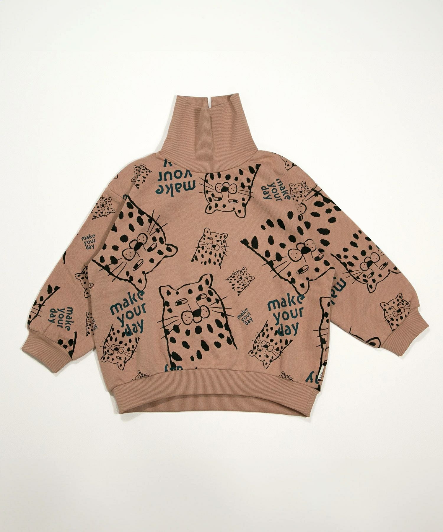 セール】おとぼけヒョウ裏起毛総柄トレーナー□80～140cm | MAKE YOUR DAY