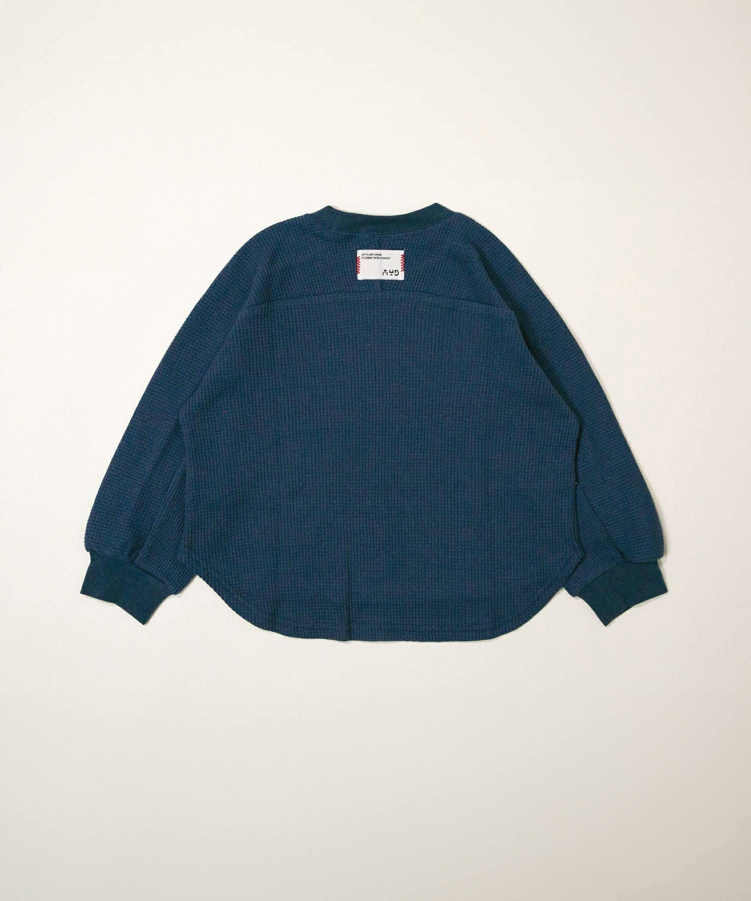 無地とボーダー裾ラウンドサーマル長袖Tシャツ□80～140cm|≪公式
