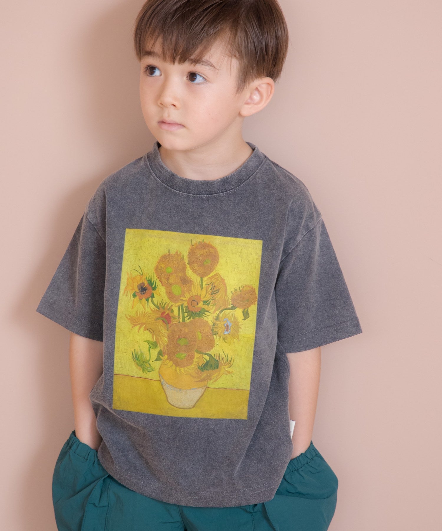 製品染めひまわり半袖Tシャツ□80～140cm|≪公式≫メイクユアデイ