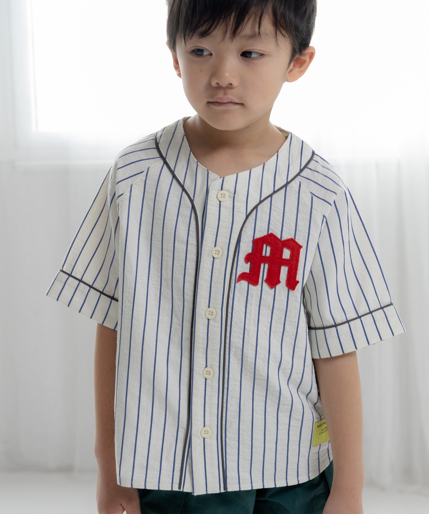 ストライプベースボールシャツ□80～140cm|≪公式≫メイクユアデイ