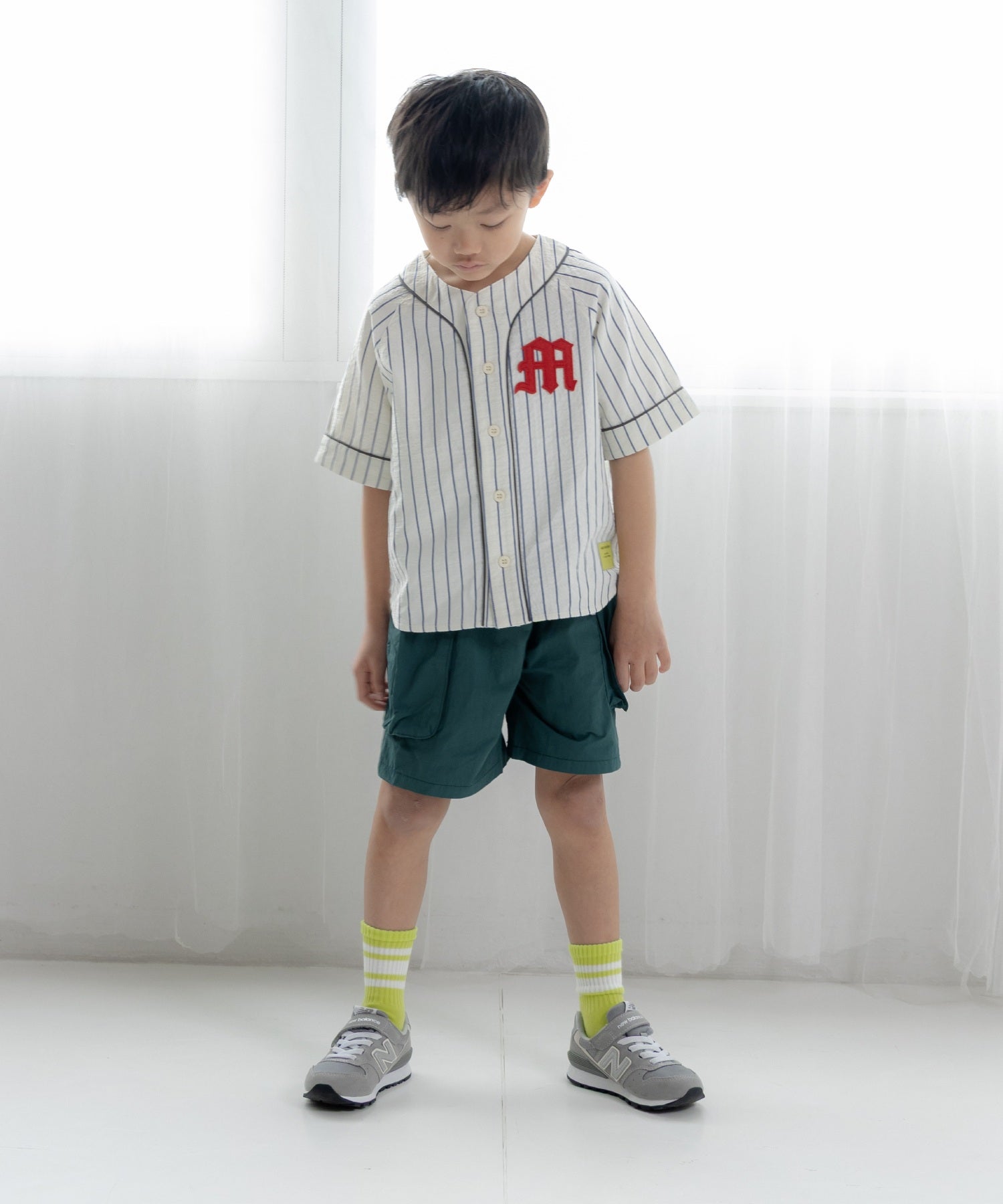 ストライプベースボールシャツ□80～140cm|≪公式≫メイクユアデイ