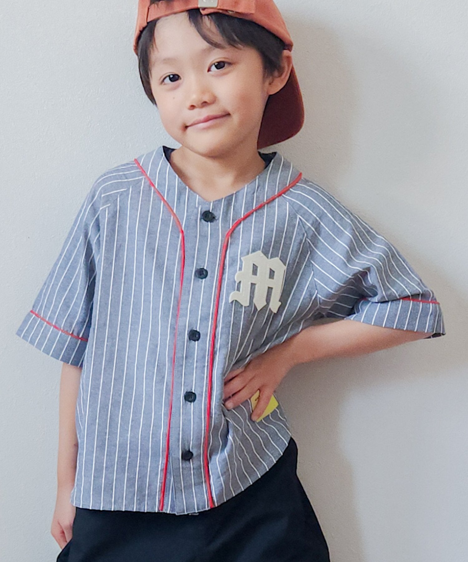 ストライプベースボールシャツ□80～140cm|≪公式≫メイクユアデイ