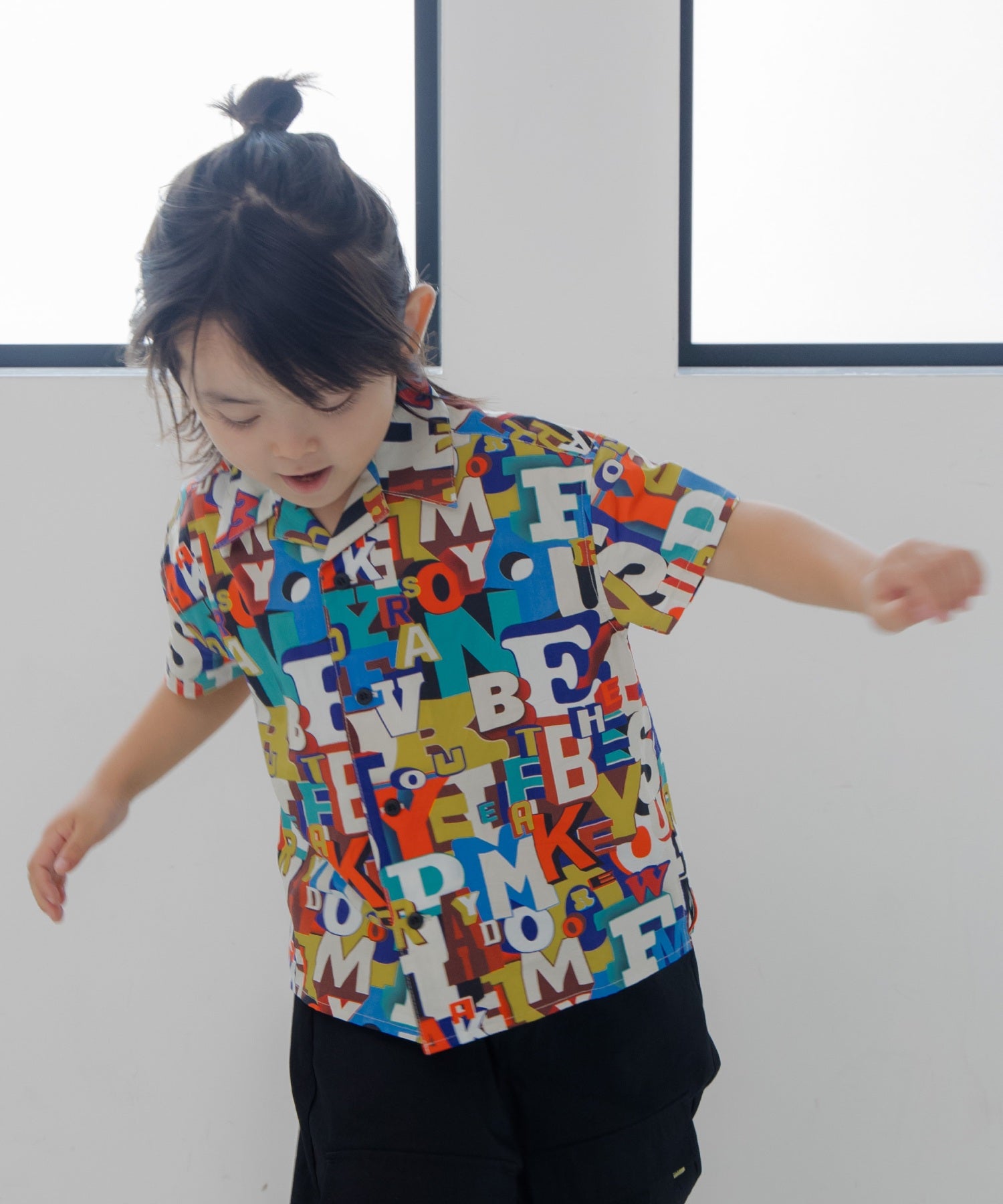 文字とトラ柄綿麻半袖シャツ□80～140cm|≪公式≫メイクユアデイ
